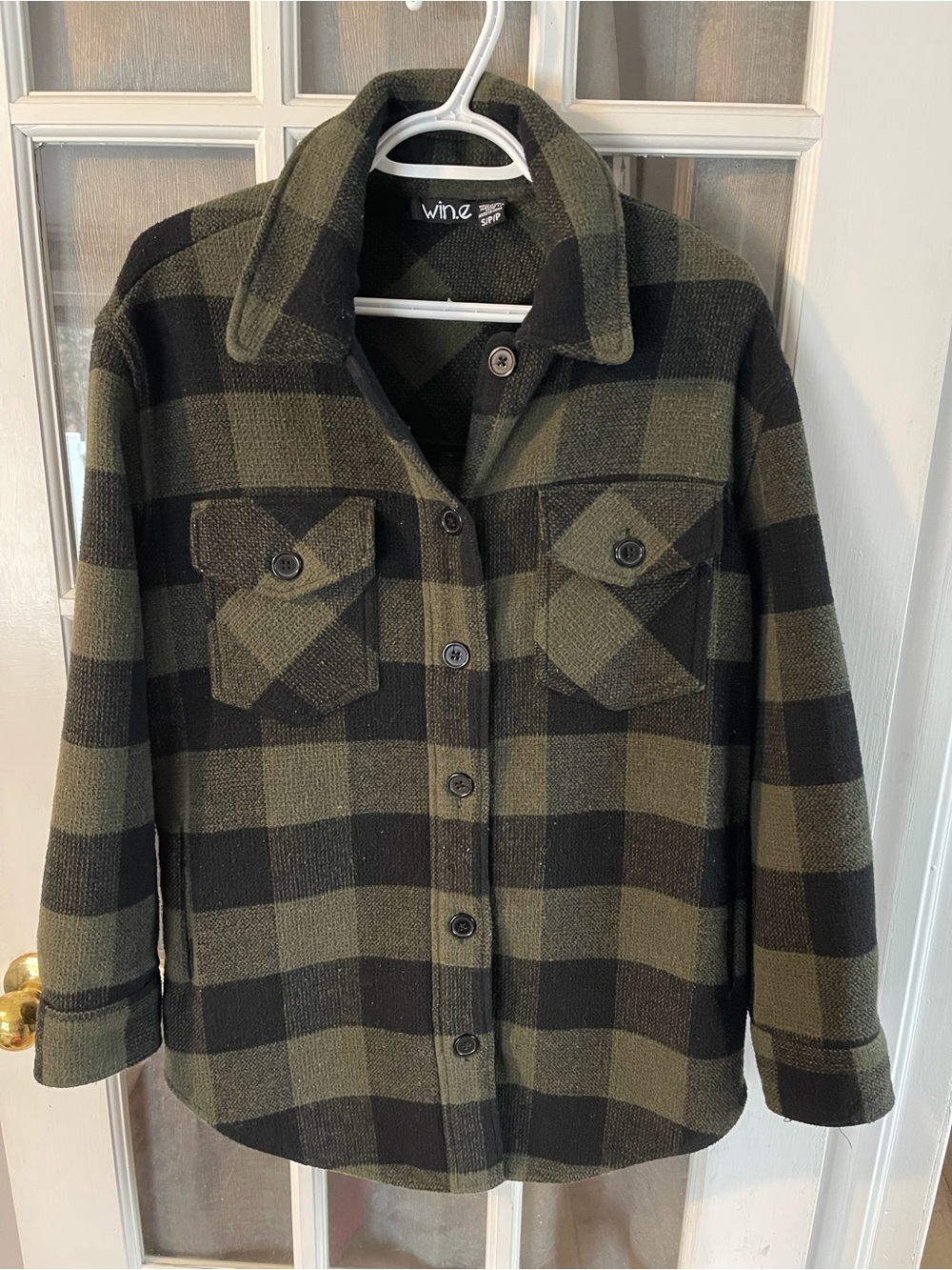 Plaid Shacket in Olive & Black